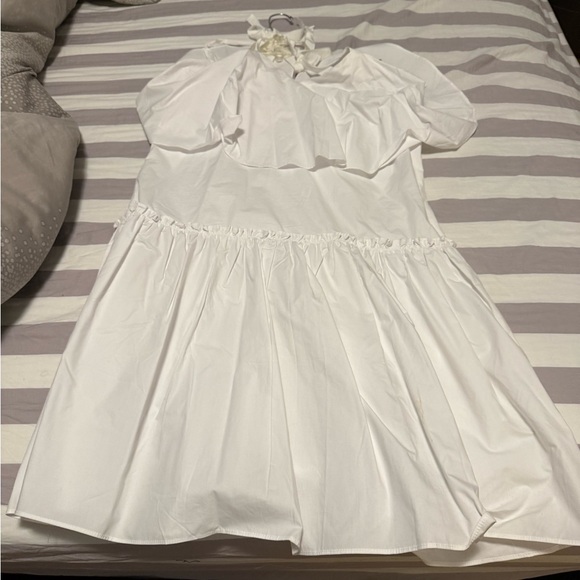 English Factory Women's Woven Ruffle Mini Poplin Dress, White, Medium M  NWT - Picture 6 of 8